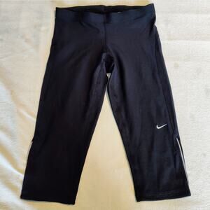 Nike‎ DRI-FIT Women's Filament Running Tights (3/4 Capri) Black Size Med